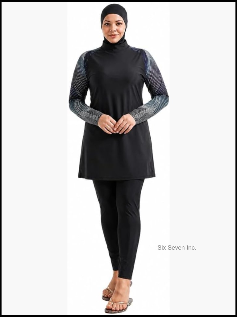 3-Piece Full Coverage Burkini Set With Hijab - Modest Swimwear